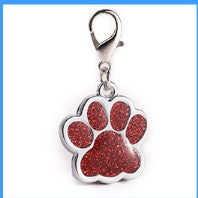 Zinc alloy custom glitter foot paw dog tag