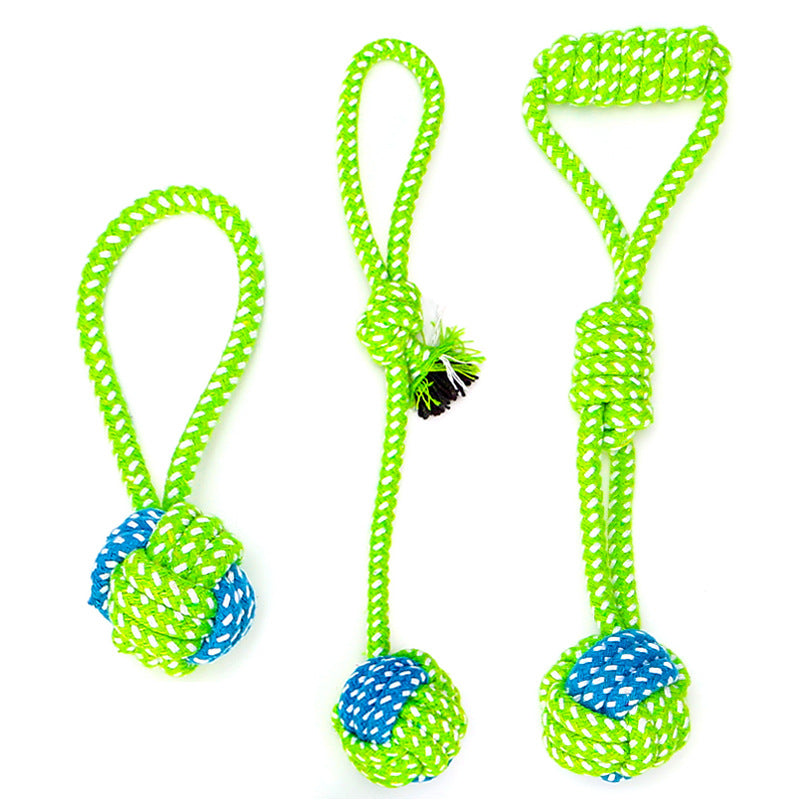 Bite-resistant Cotton Rope Molar Teeth Cleaning Rope Knotting Cat And Dog Toy Set