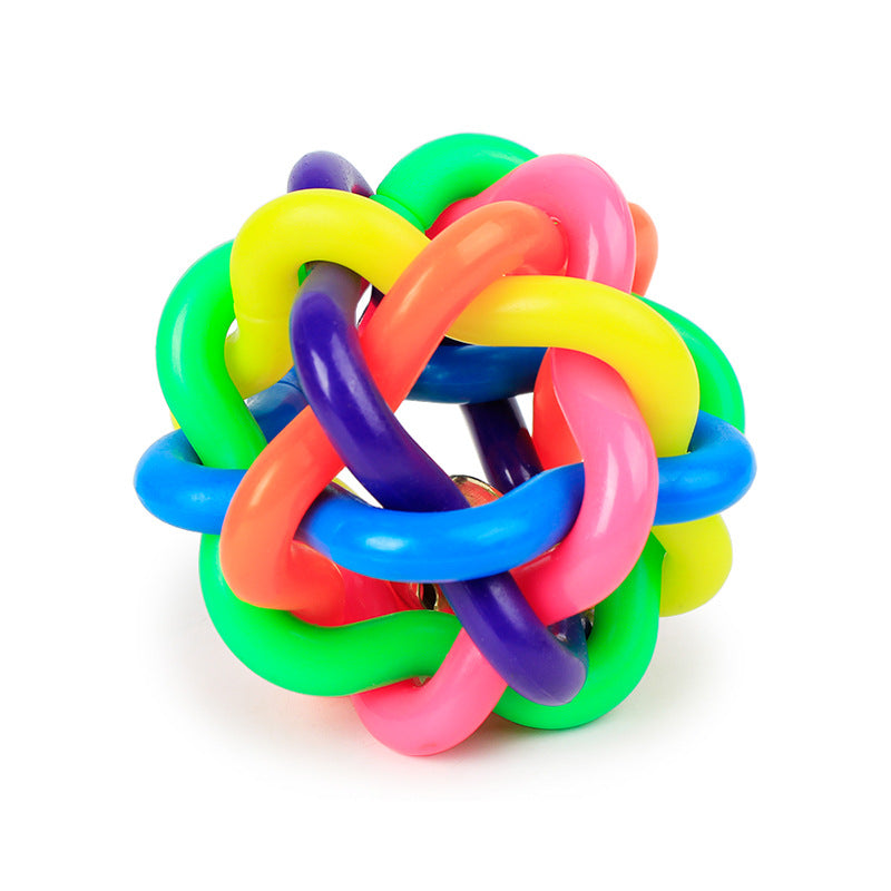 Rainbow Rubber Dog Ball with Bell