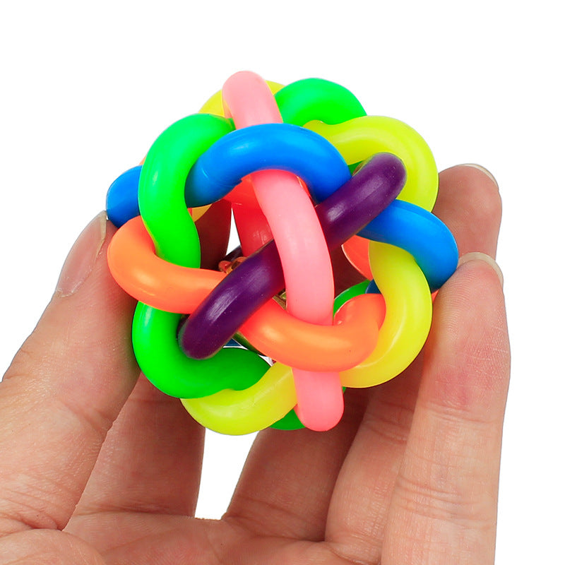 Rainbow Rubber Dog Ball with Bell